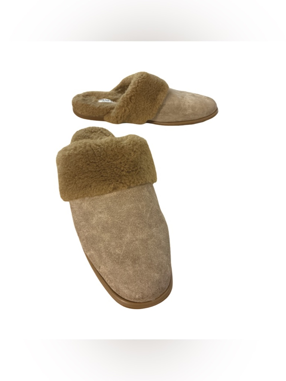 Coach Taupe Suede Slipper/Mules with Brown Shearling Cuff